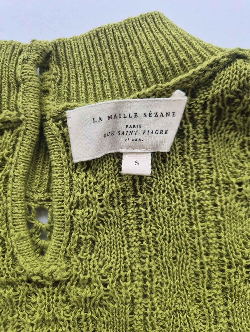 [Sezane] Alessandro Jumper in Green, Size S, Knit, Organic Cotton - Picture 10 of 13